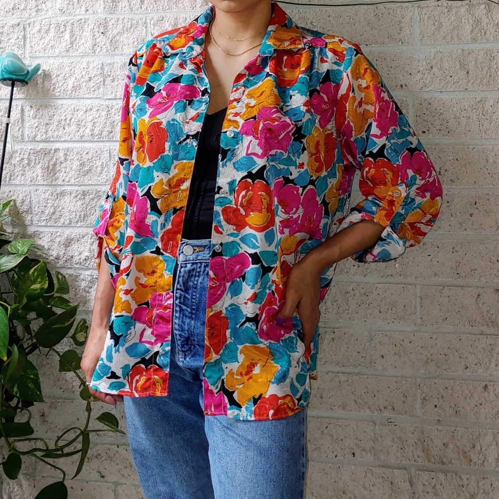Retro Button-Up Blouse - image 1